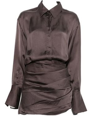 ANDAMANE Andrea Ruched Mini Dress - Brown