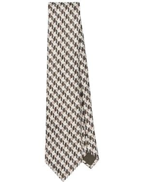 Tom Ford Cravatta Con Motivo Geometrico Jacquard - Bianco