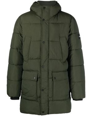 Calvin Klein Logo-patch Hooded Puffer Coat - Green