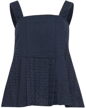 3.1 Phillip Lim Broderie-Anglaise Pleated Top - Blue