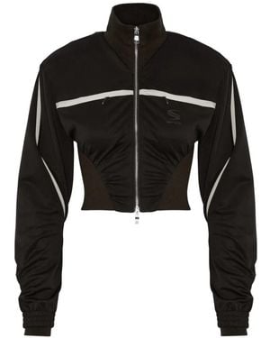 SRVC Studio Dbl Ruched Cropped Track Jacket - Black