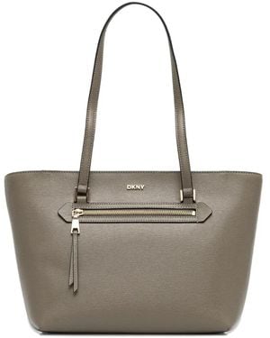 DKNY Medium Logo-Plaque Tote Bag - Grey