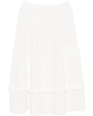 Needle & Thread Pointelle-Trim Knitted Skirt - White