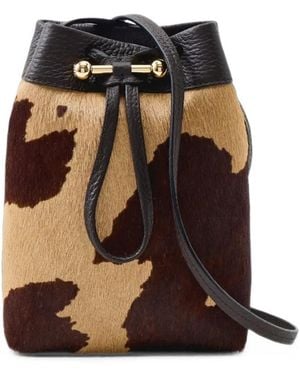 Strathberry Osette Midi Calf-Hair Bucket Bag - Black