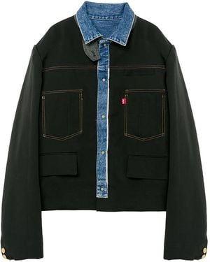 Sacai Denim-Panelled Jacket - Black