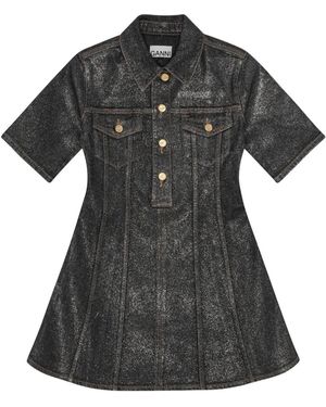 Ganni Tint Denim Mini Dress in Blue | Lyst