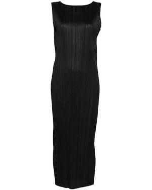 Pleats Please Issey Miyake Round-Neck Sleeveless Dress - Black