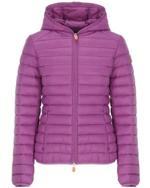 Save The Duck Logo-Patch Padded Jacket - Purple