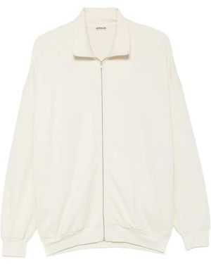 AURALEE Zip-Up Cotton Jumper - White