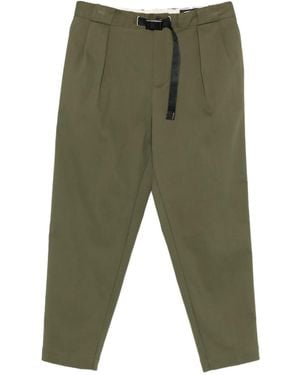 White Sand Pleated Twill Straight-Leg Pants - Green