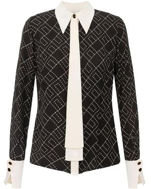 Elisabetta Franchi Logo-Print Blouse - Black