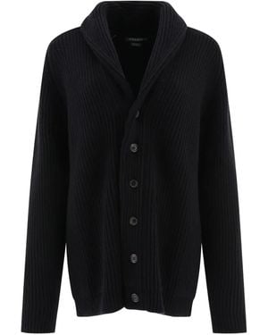 Begg x Co Ribbed Shawl-Collar Cardigan - Black