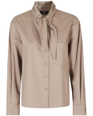 Seventy Pussy-Bow Chest-Pocket Shirt - Natural