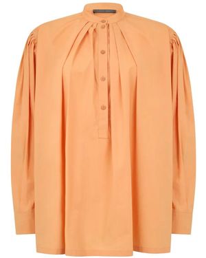 Alberta Ferretti Pleated Long-Sleeve Blouse - Orange