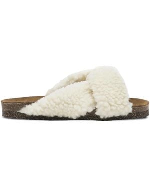 Flattered Lou Teddy Flat Sandals - White