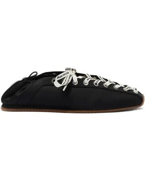 Ganni Lace-Up Ballet Flats - Black