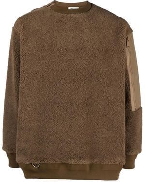Undercover Sherpa-Fleece Panelled Jumper - Brown