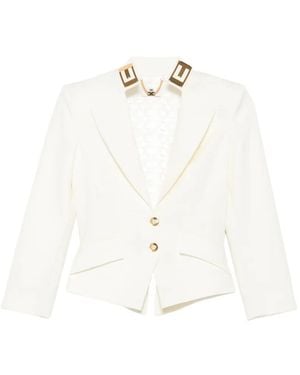 Elisabetta Franchi Logo-Plaque Peak-Lapels Jacket - White