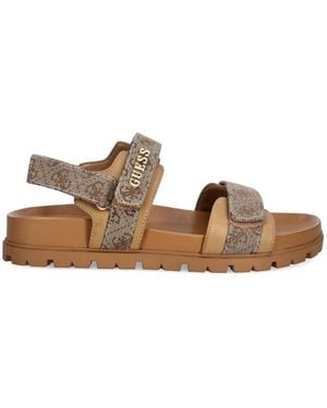 Guess Floriz2 Monogram-strap Sandals - White