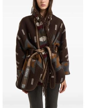 Bazar Deluxe Veste Frangée À Motif Géométrique - Brown