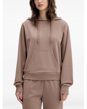 Guess Sofia Drawstring Cotton Hoodie - Brown