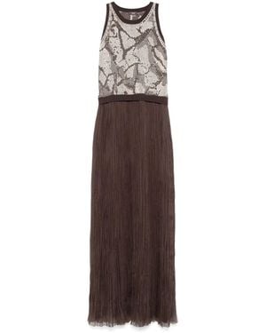 Peserico Maxikleid mit Falten - Braun