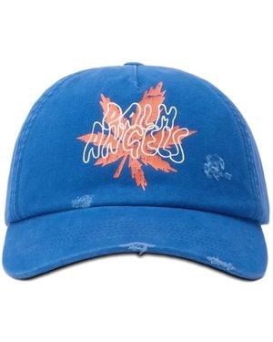 Palm Angels Palm Leaf Distressed Cap - Blue