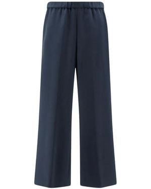 Aspesi Elasticated-Waistband Palazzo Trousers - Blue