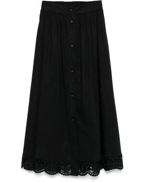 Twinset Lace-Trim Midi Skirt - Black