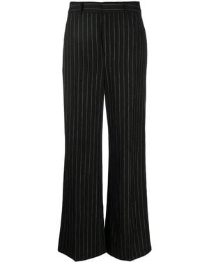 Ralph Lauren Kaitlen Pinstriped Wide-Leg Trousers - Black