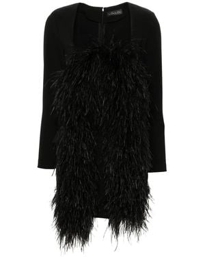 Loulou Feather-Trim Mini Dress - Black