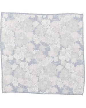 Eleventy Floral-Print Pocket Square - Gray
