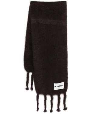 Jil Sander Fringed Wool Scarf - Black