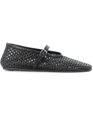 Pantanetti Woven Buckle Strap Ballet Flats - White