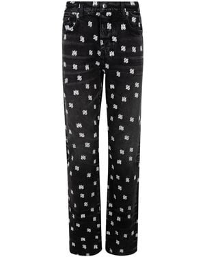 Amiri Ma Paisley-Print Straight-Leg Jeans - Black