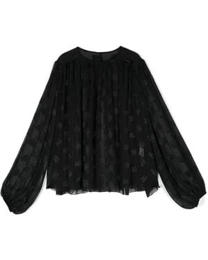 Dolce & Gabbana Monogram-Dévore Blouse - Black