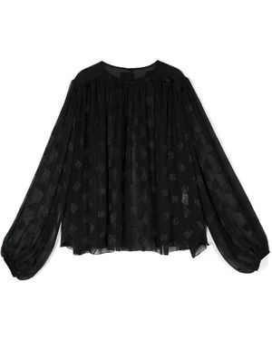 Dolce & Gabbana Monogram-Dévore Blouse - Black