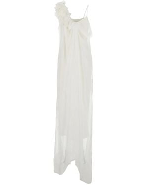 Alberta Ferretti Ruffled One-Shoulder Maxi Dress - White
