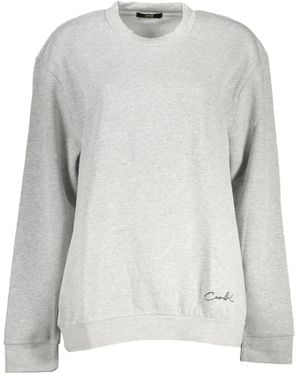 Roberto Cavalli Logo-Embroidered Crew-Neck Sweatshirt - Gray