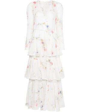 Zimmermann Lucky Floral Tiered Cotton Maxi Dress - White