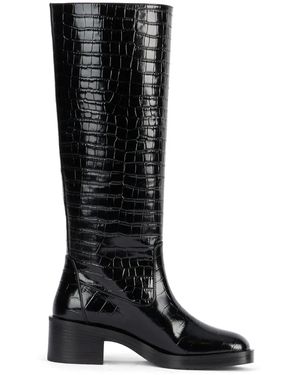 Stuart Weitzman クロコエンボス レザーブーツ - ブラック