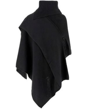 Niccolò Pasqualetti Turtleneck Ribbed-Knit Poncho - Black