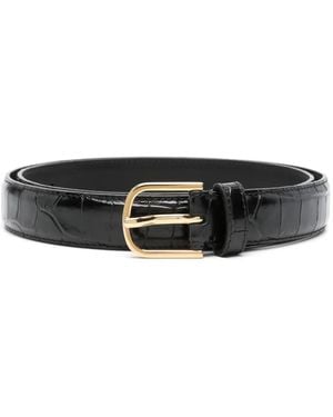 TOTEME Croco Leather Belt - Black