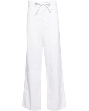 Victoria Beckham Drawstring-Waist Cotton Trousers - White