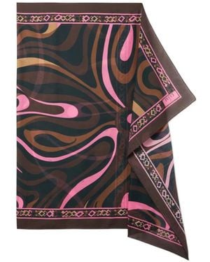 PUCCI Marmo-Print Cotton Sarong - Brown
