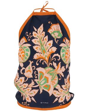Etro Floral Halterneck Top - Blue