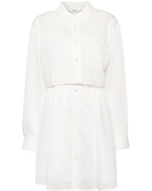 B+ AB Crinkled Two-Piece Dress Set - White