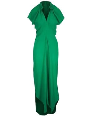 Zero + Maria Cornejo V-Neck Ruched Dress - Green