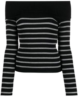 Semicouture Striped Virgin-Wool Jumper - Black