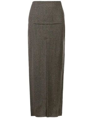 Rick Owens High-Waisted Slit-Detail Midi Skirt - Grey